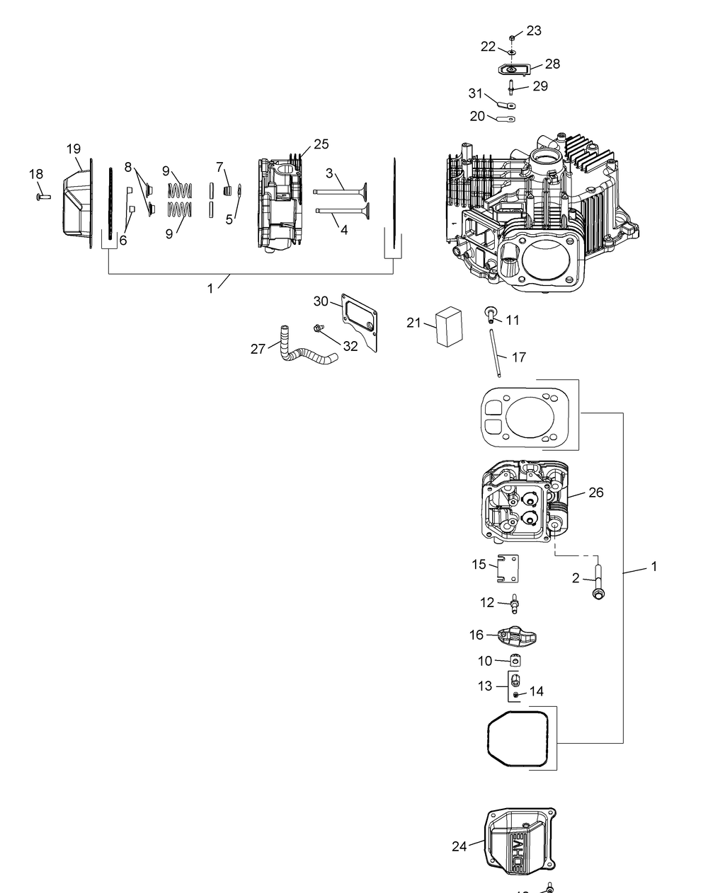 Kohler Zt730-3011 Head, Valve And Breather Diagram and Parts List for Z-FORCELZ48 (53ATDAGB-53ATDAGB050)(2015) Cub Cadet Lawn Tractor